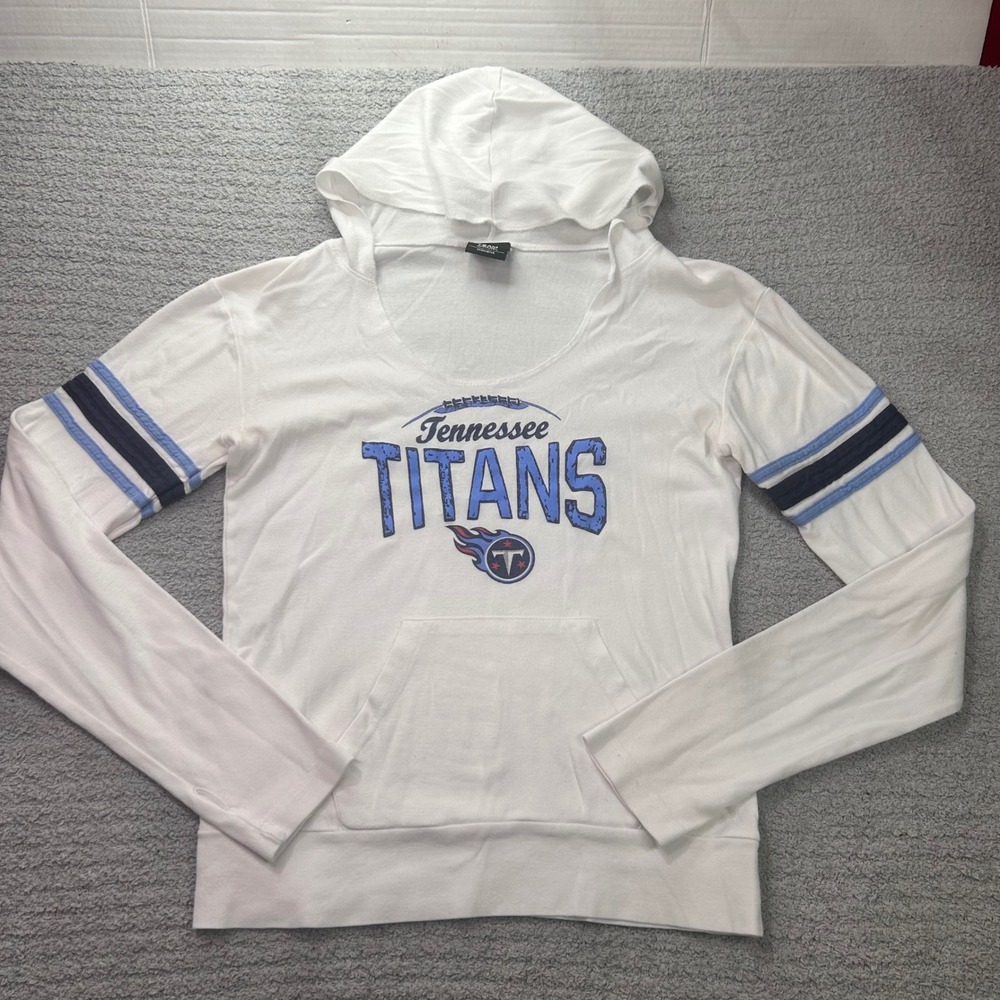 NFL Team Apparel Tennessee Titans Hoodie White Blue Womens Sporty Fan Gear Y2K